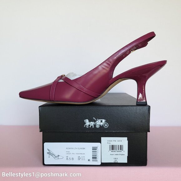 COACH Rowyn Smooth Leather Slingback Pumps- Pink- Women’s Size 8.5B ⭐ - Picture 16 of 16